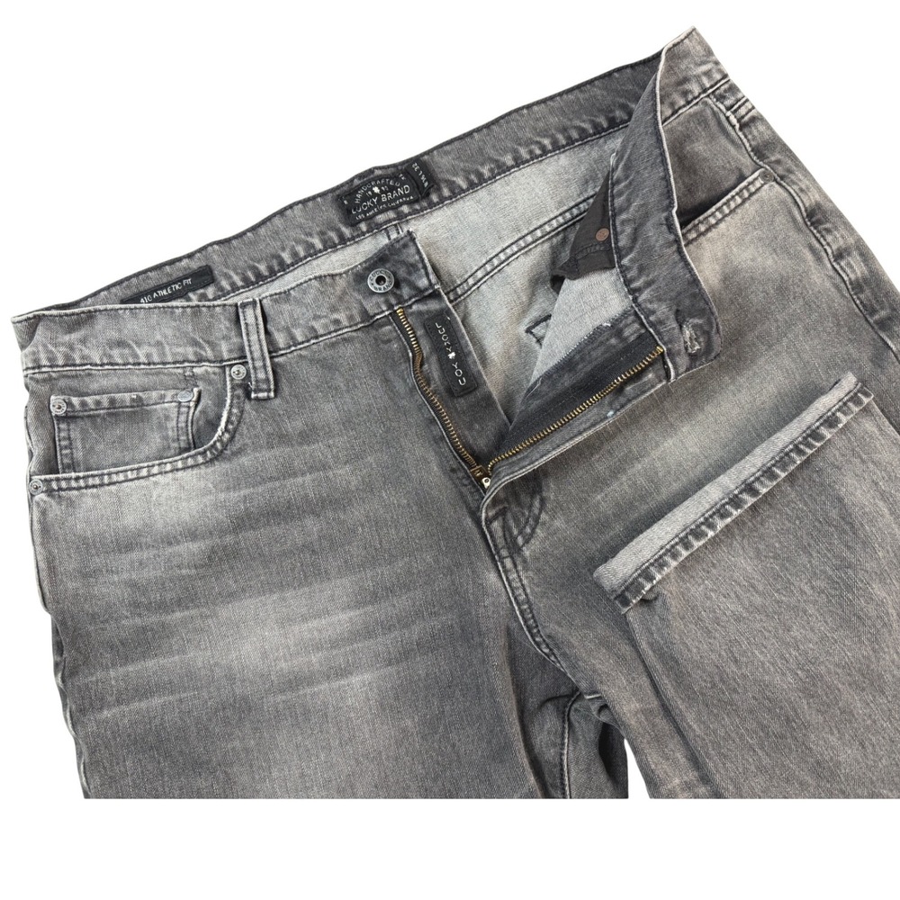 Lucky Brand 410 Athletic Fit Grey Denim Jeans Mens 36x32 Stretch Wash 7M12260